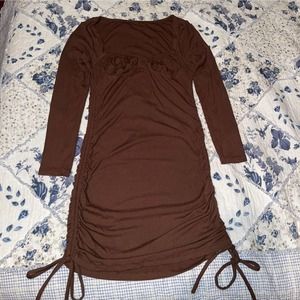 Brown, Long Sleeve Mini Dress